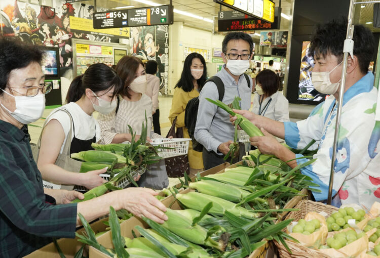 新宿駅で超人気　安曇野市から「朝採れ野菜」　特急あずさで直送
